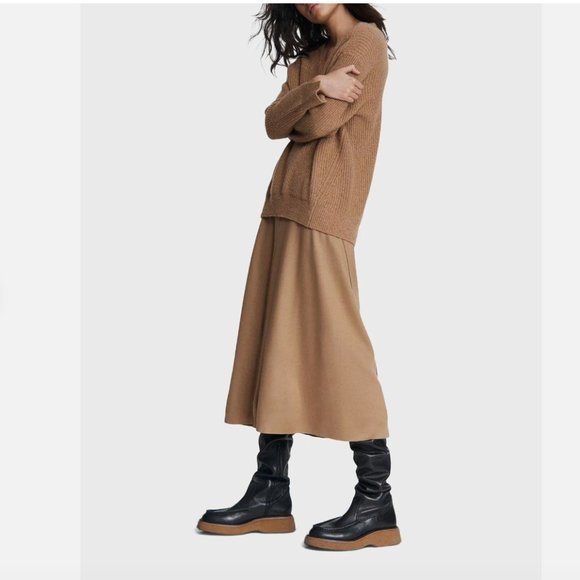 Rag & Bone Pierce Cashmere V Neck Sweater in Camel / Light Brown - Picture 3 of 7